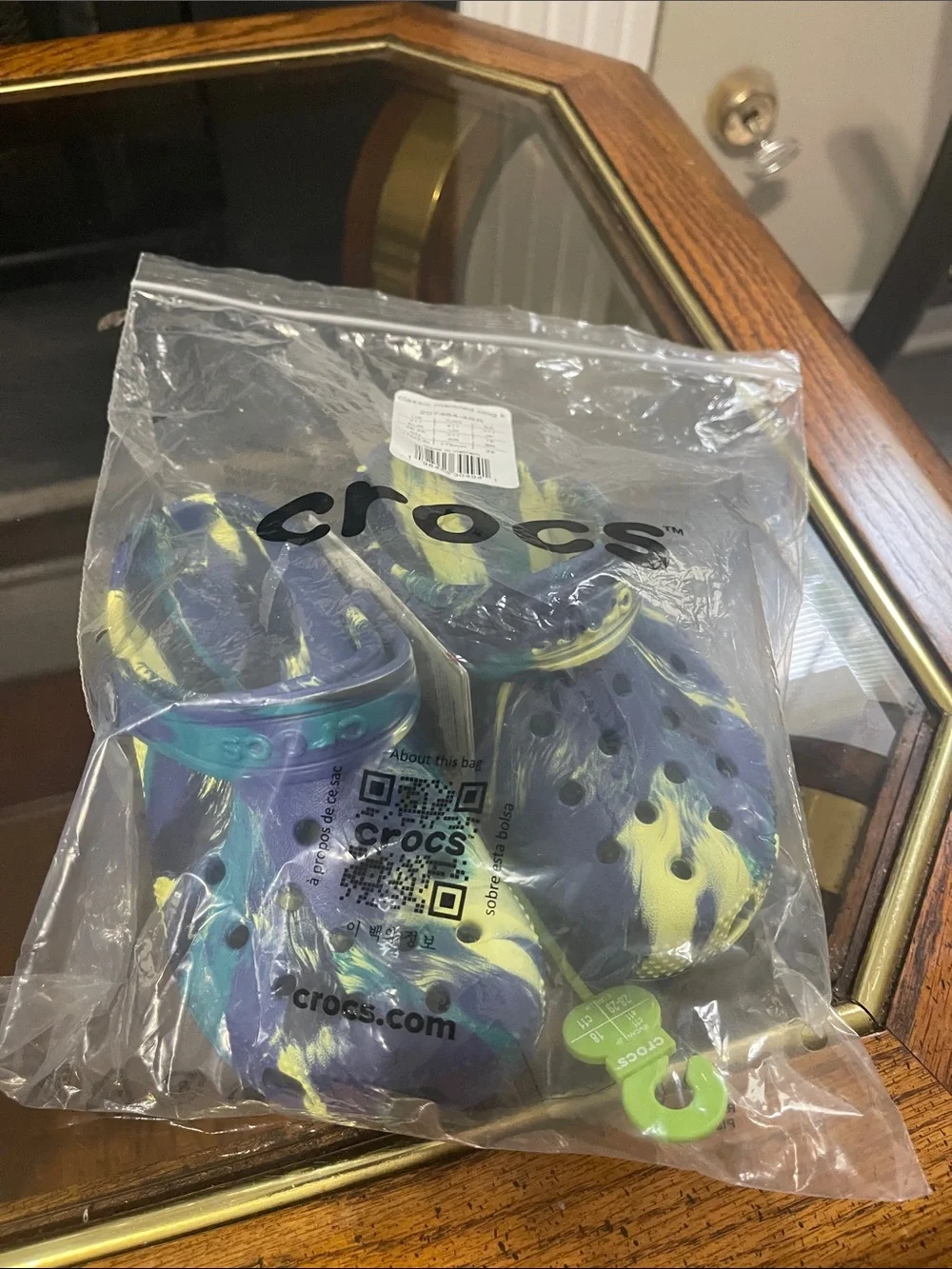 CROCS Kids' Swirl Clogs in Blue, Green & Yellow